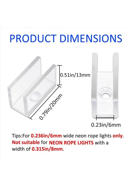 Neon Halat Işık Montaj Braketleri 300 Adet Neon Işıkları Kurulum Sabitleme Klipleri Aksesuarları 6X12MM LED Neon Flex Şerit (Yurt Dışından) fiyatları