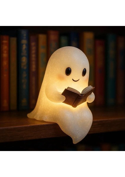 Sevimli Hayalet Okuma Kitabı Lambası Küçük Hayalet Lamba Kitap 3D LED Gece Lambası Cadılar Bayramı Dekor Yatak Odası Için Raf Parti L (Yurt Dışından) fiyatları