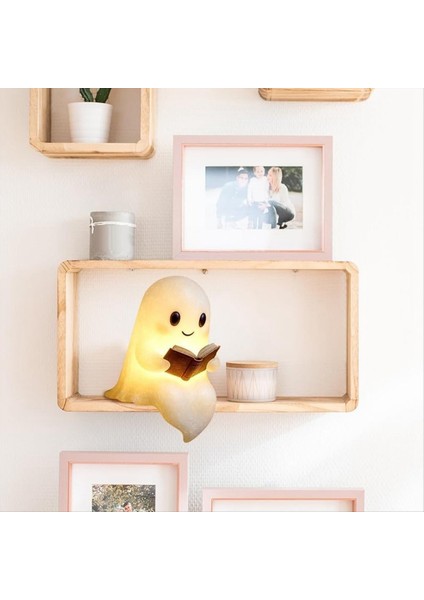 Sevimli Hayalet Okuma Kitabı Lambası Küçük Hayalet Lamba Kitap 3D LED Gece Lambası Cadılar Bayramı Dekor Yatak Odası Için Raf Parti L (Yurt Dışından) modelleri