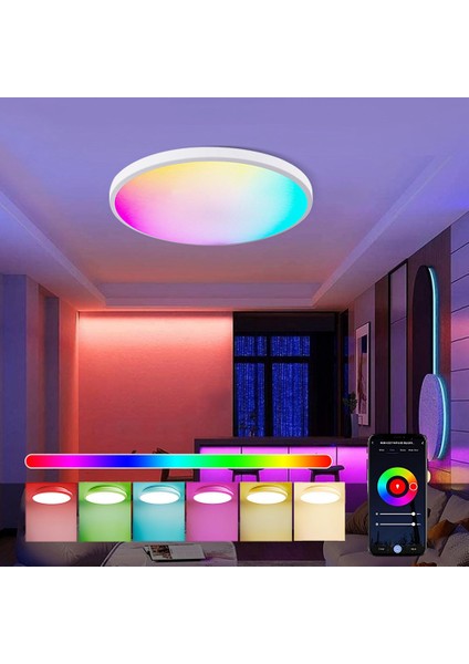 LED Tavan Lambası Kısılabilir Tuya Uygulamasına Uygulanabilir 24W Rgb Renk Değiştirme Oturma Odası Yatak Odası Için Akıllı LED Tavan Işık (Yurt Dışından) fiyatları