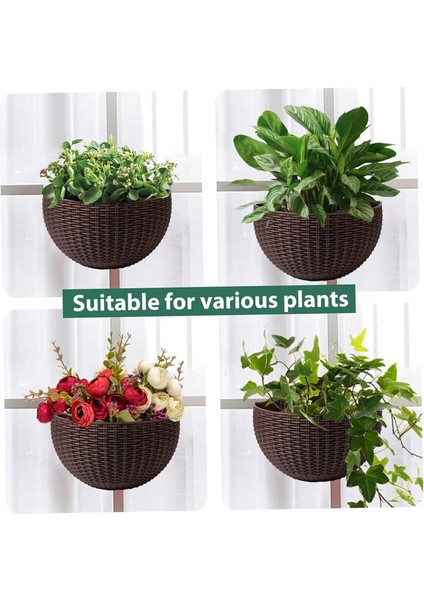 Koyu Yeşil Büyük Avrupa Tarzı Taklit Rattan Duvara Monte Yarım Daire Saksı Tembel Saksı (Yurt Dışından) modelleri