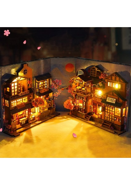 3D Ahşap Kitap Stand Kiti, LED Işıklı Japon Tavern Stili, Dıy Minyatür Kitap Köşesi, Çok Molor (Yurt Dışından) fırsatları