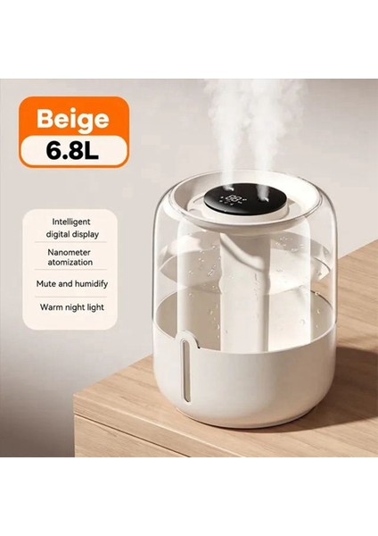 2x 6 8l Büyük Kapasiteli Nemlendirici USB Çift Sprey Sessiz Nemlendirici Ev Yurdu Gece Lambası Bej (Yurt Dışından) modelleri