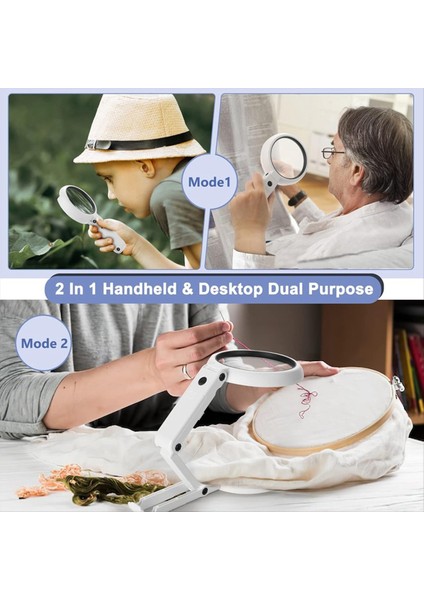 Standlı Taşınabilir Büyüteç 8 LED Işık 5x Büyütme - Okuma ve Onarım Için Katlanabilir Tasarım (Yurt Dışından) modelleri