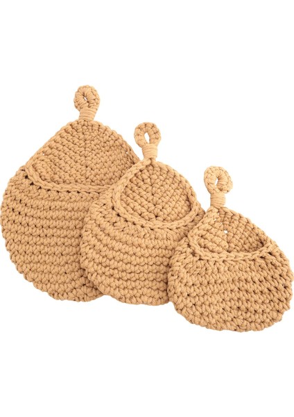 3 Parça Boho Askılı Sepet, Taze Ürün Saklamak Için Duvara Asılı Meyve Sepeti, Patates, Soğan ve Sarımsak Için Sebze Saklama Kabı (Yurt Dışından)