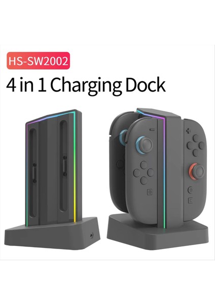 Anahtar Için 4&#39 Ü 1 Arada Şarj Istasyonu 2 Anahtar Için Joy Con 2 Joycon Denetleyici LED Işıkları ile Hızlı Şarj Istasyonu Standı (Yurt Dışından) modelleri