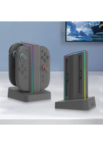 Anahtar Için 4&#39 Ü 1 Arada Şarj Istasyonu 2 Anahtar Için Joy Con 2 Joycon Denetleyici LED Işıkları ile Hızlı Şarj Istasyonu Standı (Yurt Dışından) fırsatları