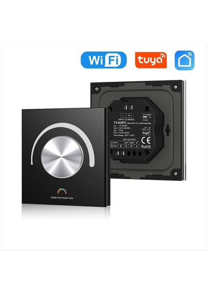 Döner Cam Panel Sabit Voltaj LED Kontrolör Dc 12V 24V Akıllı Dimmer Wifi Tuya Uygulama Bulut Kontrolü Siyah (Yurt Dışından) fiyatları