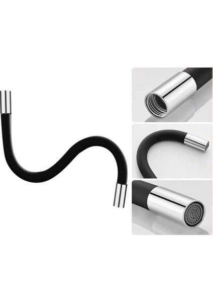 Esnek Silikon Tüp Mutfak Musluk Aksesuarları Evrensel Arayüz 360 Derece Su Musluğu Uzatma Hortumu-Siyah, 50 cm (Yurt Dışından) fırsatları