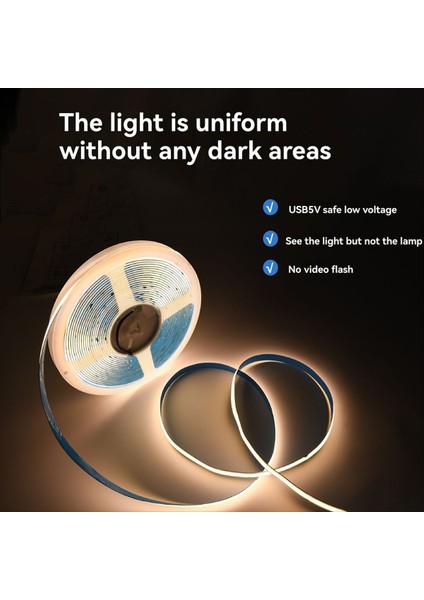 5V Cob USB LED Strıt Işıklar Tv Arka Plan Aydınlatma Diyot Bant Ev Dekoru LED Işık Lambası Ev Mutfak Dolabı 2 Metre (Yurt Dışından) modelleri