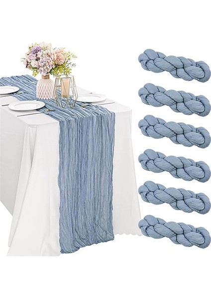 Düğün Partisi Masa Süslemeleri Için 6 Adet Tül Masa Örtüsü Avrupa Dekoratif Fırfırlı Masa Koşucuları (Gri-Mavi) (Yurt Dışından) fiyatları