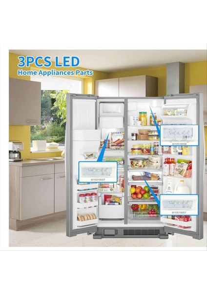 W10515058 ve W10515057 Buzdolabı 1 Tavan ve 2 Dondurucu Tarafı Whirlpool Kenmore Maytag Için LED Işık Seti (Yurt Dışından) indirimleri