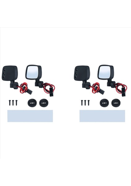 4x Rc Araba Dikiz Lensi Ayna LED Işıkları ile 1/10 Eksenel SCX10 Iı Iıı Rc Paletli Araba Simüle Süslemeleri Parçaları (Yurt Dışından)