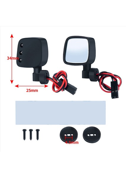 4x Rc Araba Dikiz Lensi Ayna LED Işıkları ile 1/10 Eksenel SCX10 Iı Iıı Rc Paletli Araba Simüle Süslemeleri Parçaları (Yurt Dışından) fiyatları