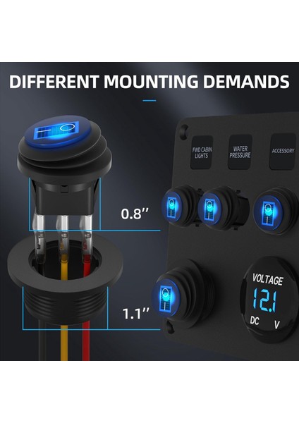 6x Yuvarlak Rocker Anahtarı 12 V 20A Ul Listeli Su Geçirmez Deniz Yuvarlak Geçiş Anahtarı LED Işıklı Açma Kapama Anahtarı 3 Renk (Yurt Dışından) indirimleri