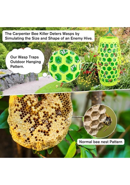 2pcs Wasp Tuzağı Bee Catcher Dış Mekan Asma Marangoz Arı Tuzakları 4 Yapışkan Tahtalar, Yeniden Kullanılabilir Hornet Ceket Tuzağı (Yurt Dışından) fırsatları