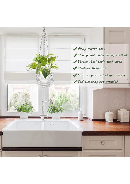 Disko Topu Şeklinde Asılı Vazo Çiçek Saksıları Drenajlı Aynalı Asılı Sepet Oda Bahçe Dekorasyonu-Xl (Yurt Dışından) fiyatları