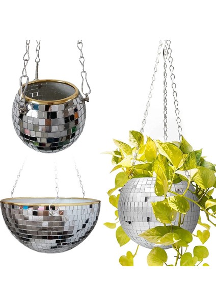 Disko Topu Şeklinde Asılı Vazo Çiçek Saksıları Drenajlı Aynalı Asılı Sepet Oda Bahçe Dekorasyonu-Xl (Yurt Dışından) indirimleri