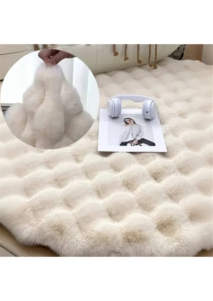 Oturma Odası Için Yuvarlak Halılar Peluş Zemin Matı Yumuşak Alan Halıları Yatak Odası Başucu Kabarık Mat Halı Oda Dekoru, Pembe, 1X1M (Yurt Dışından)