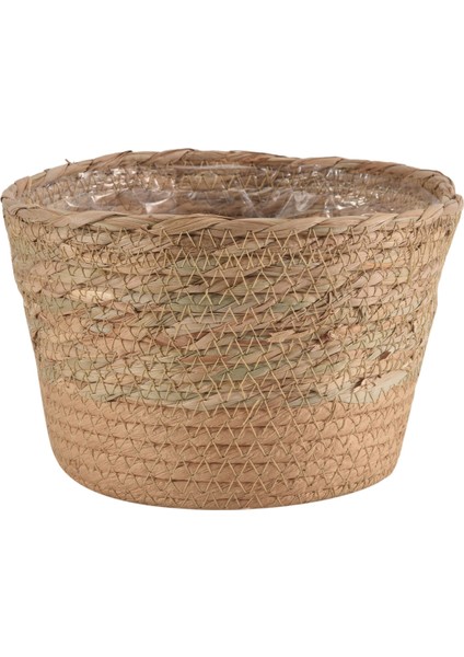 Hasır Örgü Çiçek Saksısı Hasır Sepet Rattan Saksı Saklama Sepeti El Yapımı Dokuma Saksı Sepeti M (Yurt Dışından)