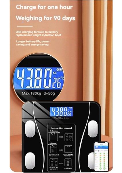 Etkili Kilo Yönetimi Için Vücut Yağ Ölçer Ultra Hassas Ev Tartım Ölçeği Siyah (Yurt Dışından) indirimleri