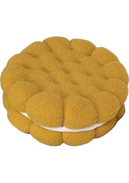 Yuvarlak Atma Yastığı Peluş Kurabiye Yer Minderi Bisküvi Kalın Oturma Minderi Yuvarlak Yer Yastığı Yoga Meditasyon Minderi-B (Yurt Dışından)