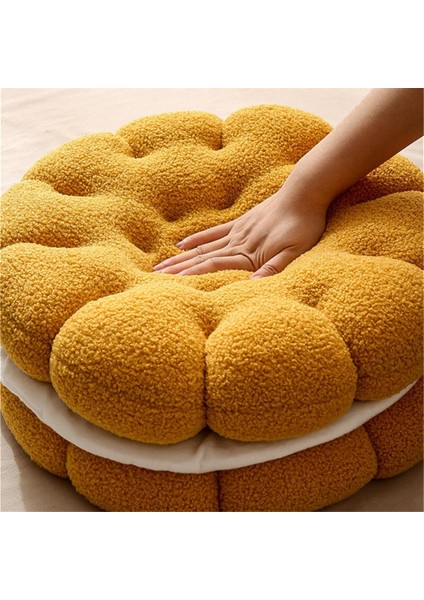 Yuvarlak Atma Yastığı Peluş Kurabiye Yer Minderi Bisküvi Kalın Oturma Minderi Yuvarlak Yer Yastığı Yoga Meditasyon Minderi-B (Yurt Dışından) indirimleri