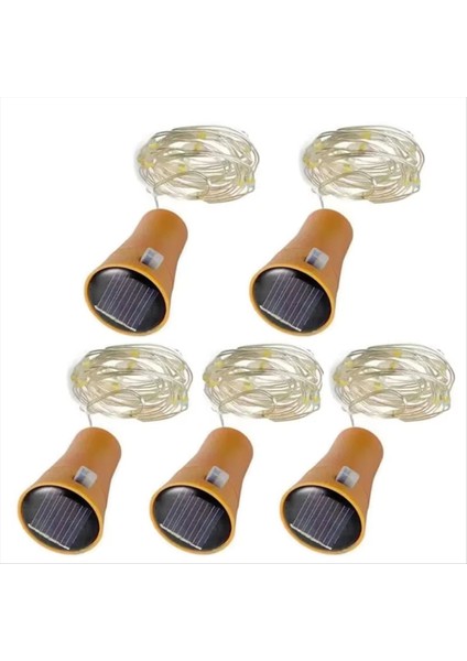 5 Adet 2m 20LEDS Güneş Şarap Şişesi Dize Işık Bakır Tel Peri Işık Düğün Parti Için Bahçe Dekor Soğuk Beyaz (Yurt Dışından)