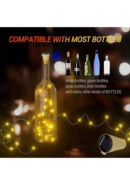 5 Adet 2m 20LEDS Güneş Şarap Şişesi Dize Işık Bakır Tel Peri Işık Düğün Parti Için Bahçe Dekor Soğuk Beyaz (Yurt Dışından) fiyatları
