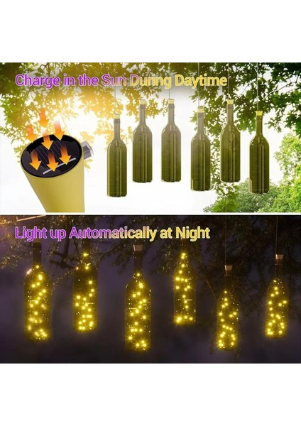5 Adet 2m 20LEDS Güneş Şarap Şişesi Dize Işık Bakır Tel Peri Işık Düğün Parti Için Bahçe Dekor Soğuk Beyaz (Yurt Dışından) fırsatları