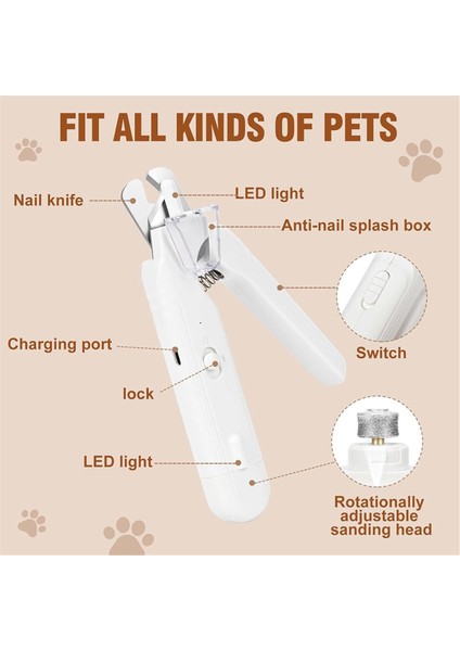 USB Şarjlı 2&#39 Si 1 Arada Evcil Hayvan Çivi Makası ve Öğütücü - Tüm Evcil Hayvanlar Için 40 Desibelden Az Sessiz Çivi Makası (Yurt Dışından) modelleri