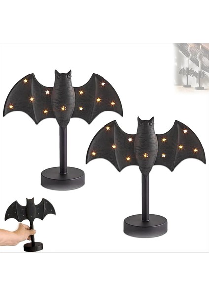 Bat Candlestick, Cadılar Bayramı Siyah Yarasa Şamdan Tutucuları LED Işık, Masaüstü Dekorasyon Mum Tutucu (Yurt Dışından) fiyatları
