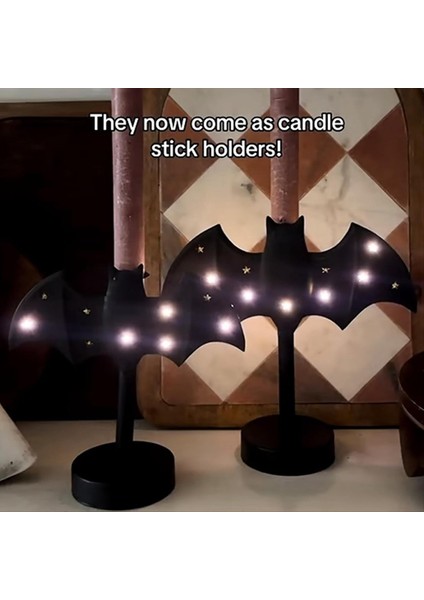 Bat Candlestick, Cadılar Bayramı Siyah Yarasa Şamdan Tutucuları LED Işık, Masaüstü Dekorasyon Mum Tutucu (Yurt Dışından) modelleri