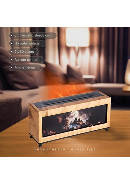 Perili Kale Ahşap Tahıl Nemlendirici Alev Şömine Aromaterapi Difüzör Ev Ofis Için Uçucu Yağ Nemlendirici (Ab) B (Yurt Dışından) fırsatları