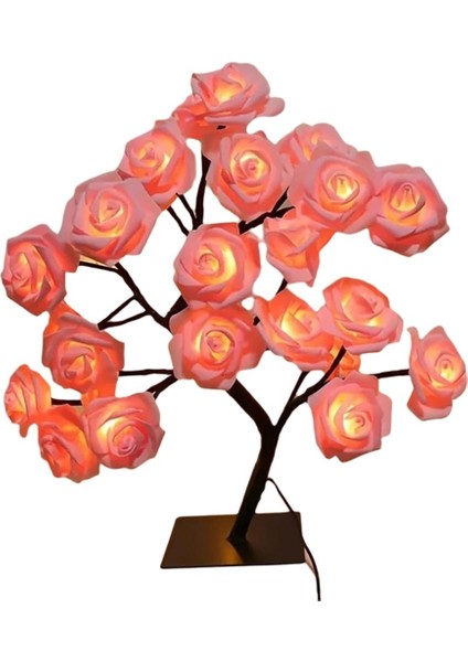 Gül Çiçek Ağacı Gece Lambası USB Powered Masa Lambası Yatak Odası Dekoratif Oda Işıkları Ideal Sevgililer Günü Si Için (Yurt Dışından)