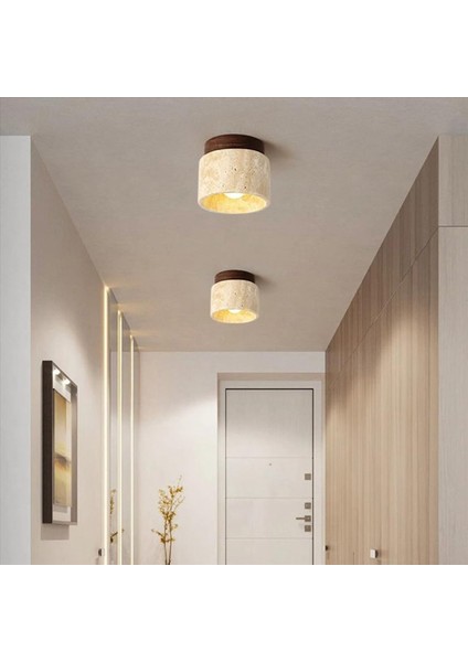 2x Modern Sarı Traverten Ahşap Tavan Lambası E27 Beyaz Işık Mutfak Koridor Oturma Odası Çalışma Salonu Çay Odası Için (Yurt Dışından) fırsatları