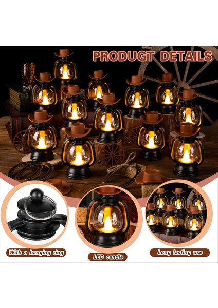 24 Adet Kovboy Tema Parti Dekorasyon Mini Kovboy Şapkası Fener At Nalı Vagon Tekerleği Saman Balyaları Batı Düğün Doğum Günü (Yurt Dışından) fiyatları