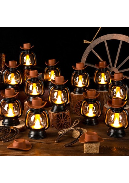 24 Adet Kovboy Tema Parti Dekorasyon Mini Kovboy Şapkası Fener At Nalı Vagon Tekerleği Saman Balyaları Batı Düğün Doğum Günü (Yurt Dışından) fırsatları