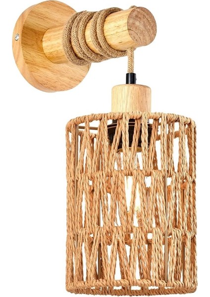 2x Rattan Halat Yatak Başı Duvar Lambası Silindirik Yatak Odası Yatak Odası Için Işık Çiftlik Evi Kırsal Dekoratif Aydınlatma B (Yurt Dışından) fiyatları