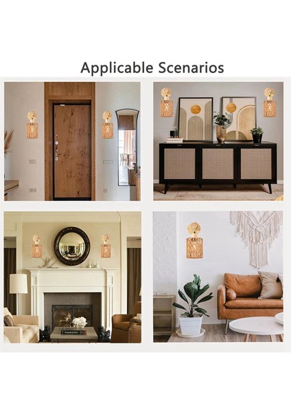 2x Rattan Halat Yatak Başı Duvar Lambası Silindirik Yatak Odası Yatak Odası Için Işık Çiftlik Evi Kırsal Dekoratif Aydınlatma B (Yurt Dışından) indirimleri