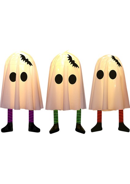 3 Adet Cadılar Bayramı Asılı Hayaletler Yarasa Çizgili Çoraplar Hayalet Süsler Parlayan Ürkütücü Hayalet Cadı Şapkası Işıkları (Yurt Dışından)