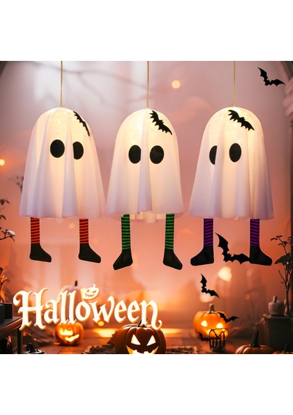 3 Adet Cadılar Bayramı Asılı Hayaletler Yarasa Çizgili Çoraplar Hayalet Süsler Parlayan Ürkütücü Hayalet Cadı Şapkası Işıkları (Yurt Dışından) fiyatları