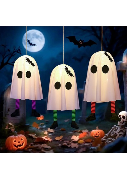 3 Adet Cadılar Bayramı Asılı Hayaletler Yarasa Çizgili Çoraplar Hayalet Süsler Parlayan Ürkütücü Hayalet Cadı Şapkası Işıkları (Yurt Dışından) indirimleri