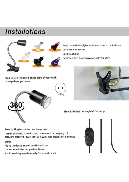 Kısılabilir Sürüngen Isı Lambası Uvb Işık Dönebilen Basking Spot Işık Sürüngen Kertenkele Teraryum Abd Plug Için Güneş Işığı Taklit (Yurt Dışından) indirimleri