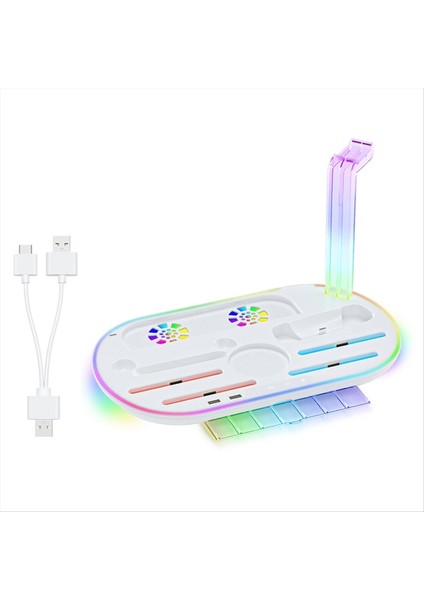 Switch 2 Için Çok Fonksiyonlu Dock Ns2 Denetleyici Rgb Aydınlatmalı Şarj Standı Soğutma Şarj Depolama Beyaz (Yurt Dışından)