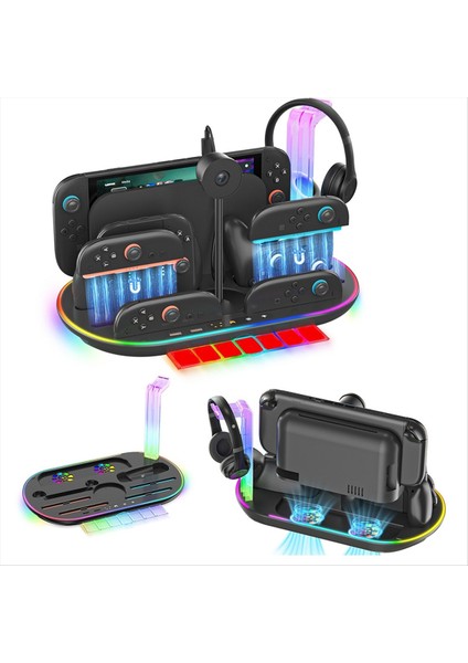 Switch 2 Için Çok Fonksiyonlu Dock Ns2 Denetleyici Rgb Aydınlatmalı Şarj Standı Soğutma Şarj Depolama Beyaz (Yurt Dışından) modelleri
