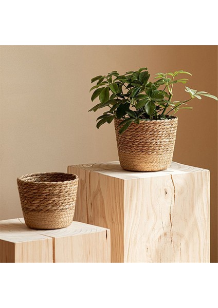 Hasır Örgü Çiçek Saksısı Hasır Sepet Rattan Saksı Saklama Sepeti El Yapımı Dokuma Saksı Sepeti L (Yurt Dışından) fiyatları