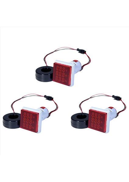 3x LED Dijital Voltmetre Ampermetre Hertz Metre AC6-500V Sinyal Işıkları Gerilim Akım Frekans Ölçer Göstergesi Test Cihazı Kırmızı (Yurt Dışından)