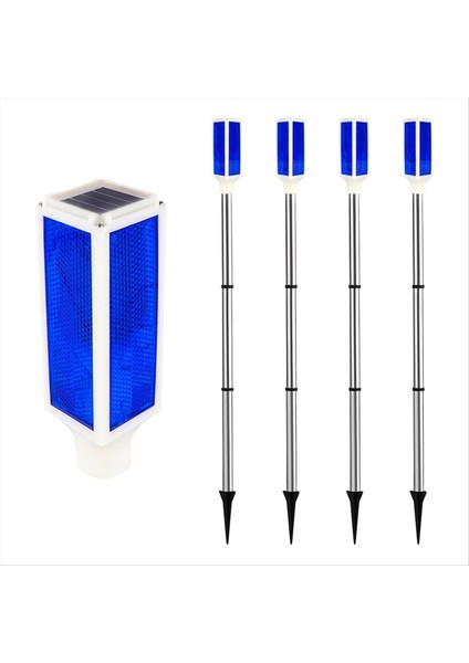 4 Adet Güneş Işıkları Açık Su Geçirmez Araba Yolu Işaretleyicileri 2 Aydınlatma Modu ile Yansıtıcı Uyarı Flaş Işığı Mavi (Yurt Dışından)