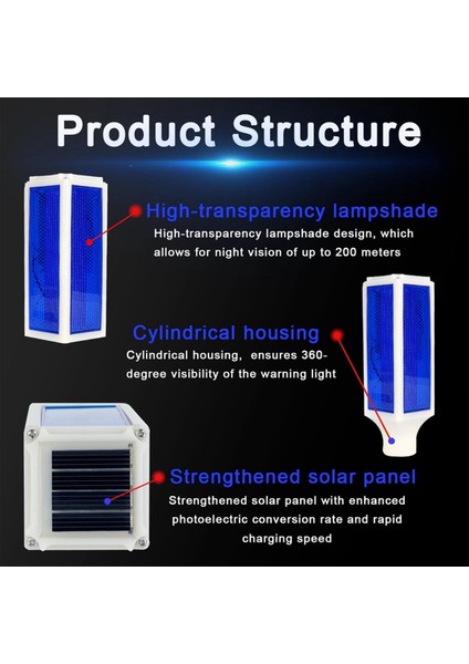 4 Adet Güneş Işıkları Açık Su Geçirmez Araba Yolu Işaretleyicileri 2 Aydınlatma Modu ile Yansıtıcı Uyarı Flaş Işığı Mavi (Yurt Dışından) modelleri